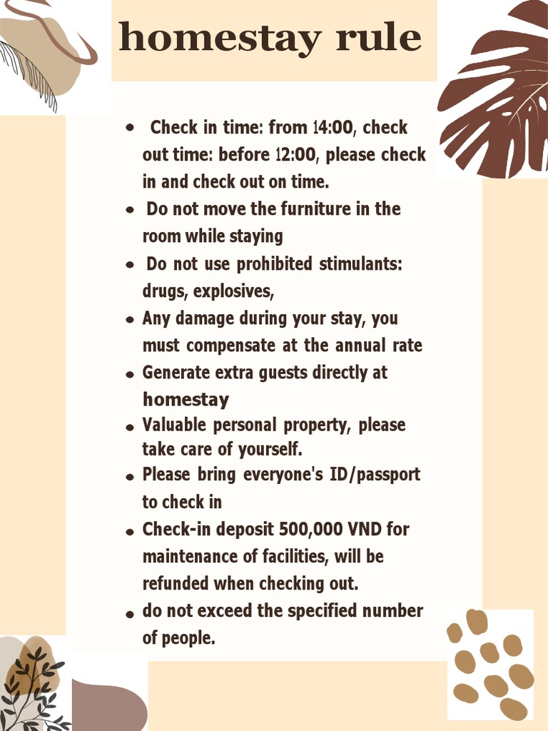 Homestay Rules and Check-In Guidelines | PDF