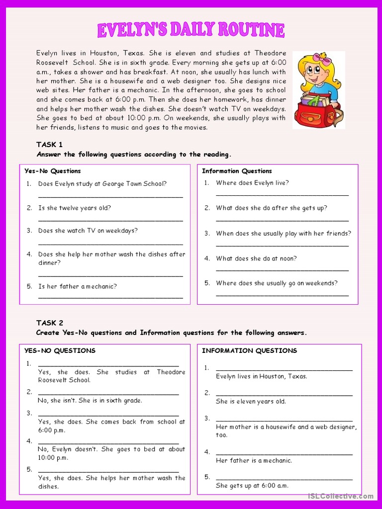 Evelyn's Daily Routine-1 | PDF | Meal | Eating Behaviors Of Humans