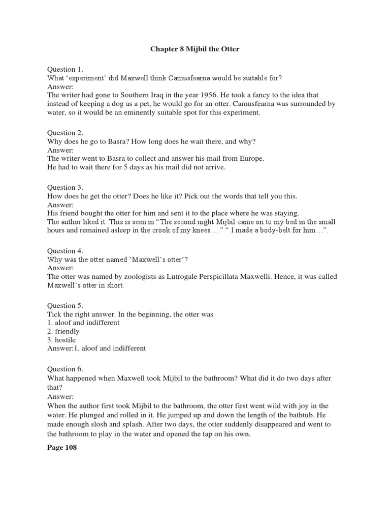 Chapter 8 Mijbil The Otter | PDF | Noun | Adjective