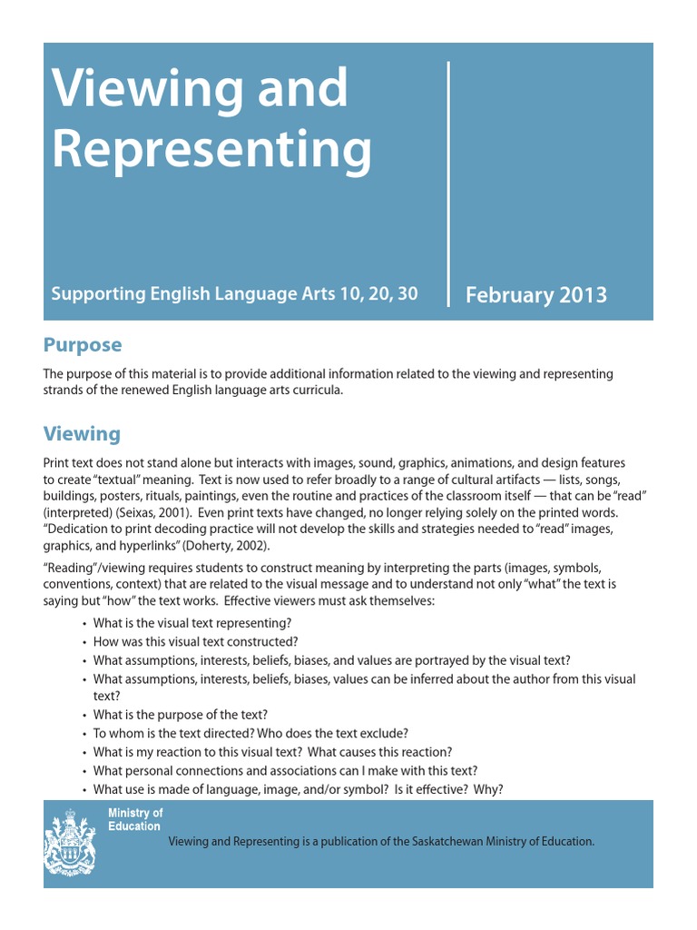 Viewing and Representing Support Document | PDF | Reading Comprehension ...