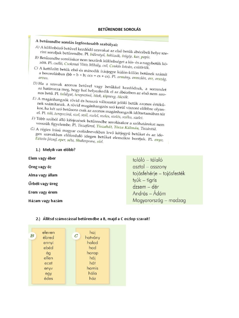 Betűrendbe Sorolás | PDF