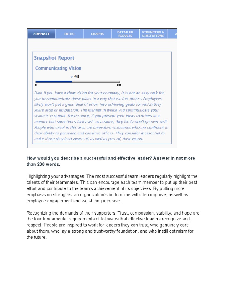 Leadership Assessment Skill Test | PDF