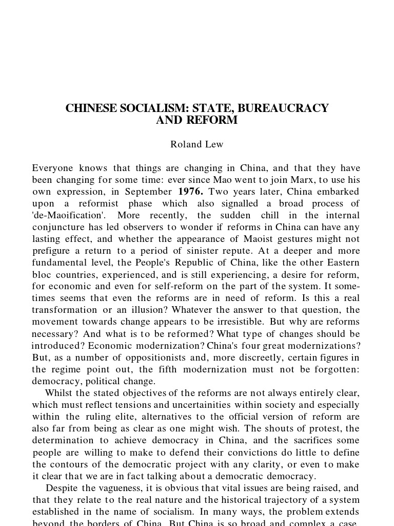 Chinese Socialism State Bureaucracy | PDF | Mao Zedong | Socialism