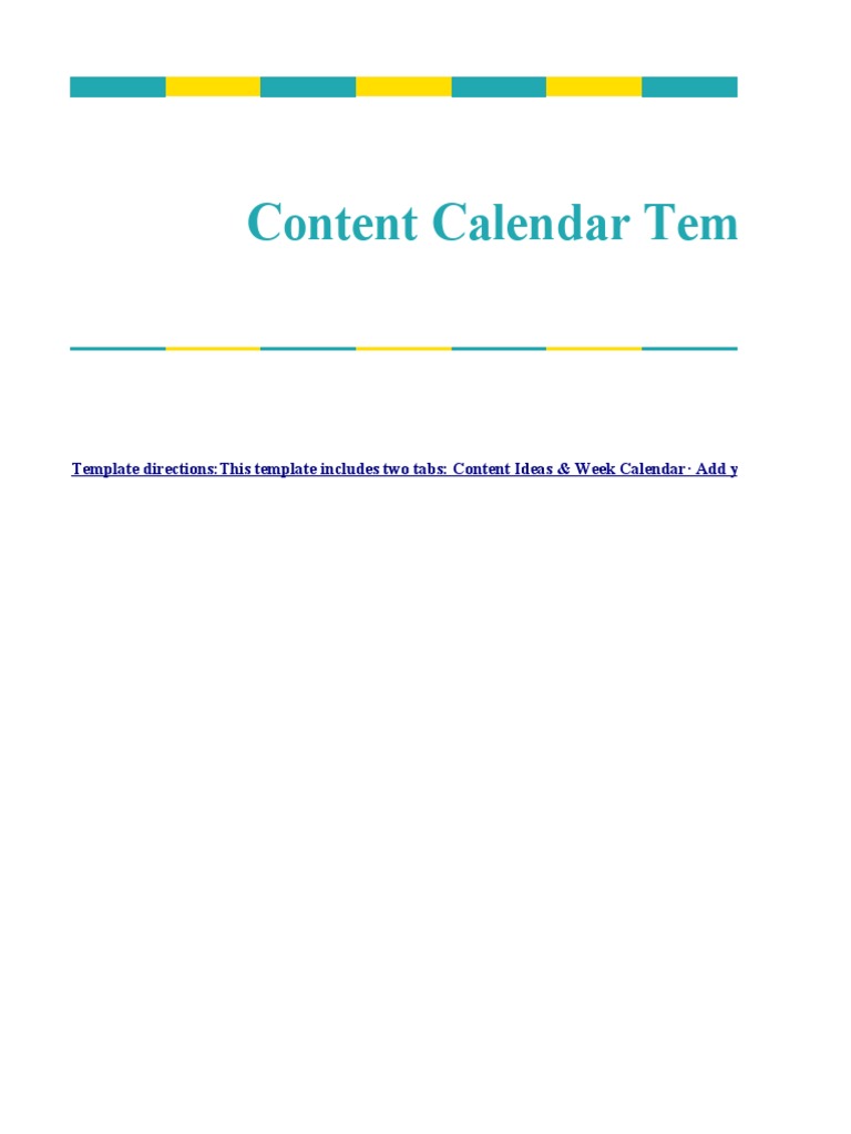 Create Your Content Calendar Template Pdf