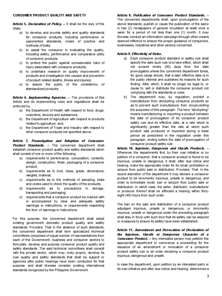 ConsumerProtection, Fria & Competition Act PDF Implied Warranty