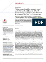 Willingness and Eligibility To Donate Blood Under 12-Month and 3-Month Deferral Policies Among Gay, Bisexual, and Other Men Who Have Sex With Men in Ontario, Canada