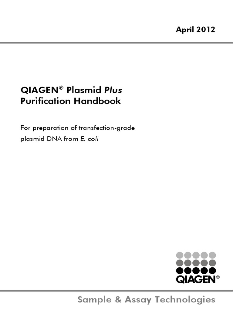 QIAGEN Plasmid Plus Purification Handbook April 2012 EN PDF Protein
