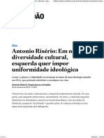 Antonio Risério em Nome Da Diversidade Cultural, Esquerda Quer Impor Uniformidade Ideológica - Aliás - Estadão