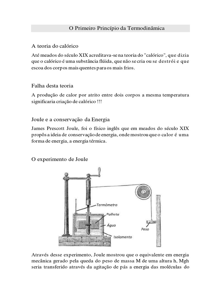 Primeira Lei da Termodinâmica Explicada | PDF | Termodinâmica | Calor