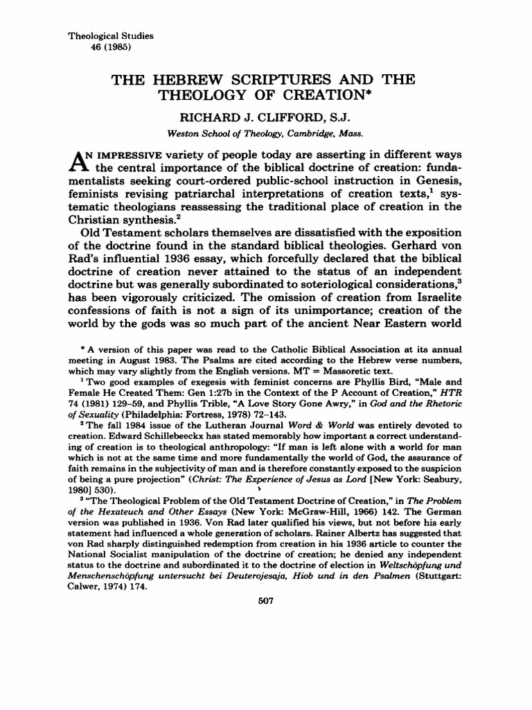 The Hebrew Scriptures and The Theology | PDF | Genesis Creation ...