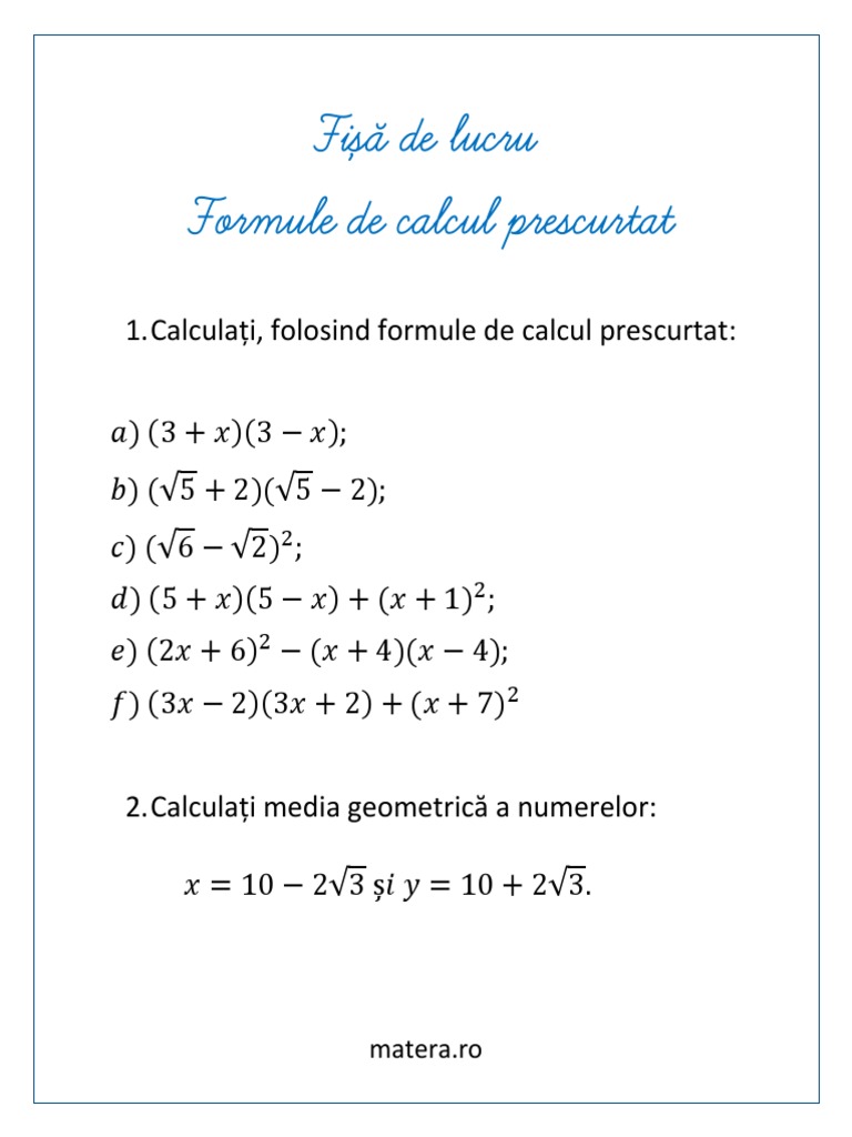 Formule de Calcul Prescurtat | PDF