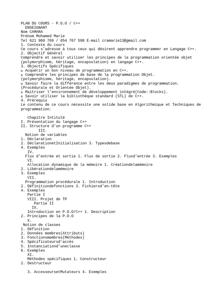 Cours de Programmation C++ Moderne | PDF | C ++ | Programmation ...