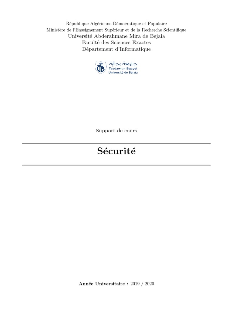 Cours sur la sécurité informatique | PDF | Cryptage | Cryptographie