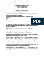 Roteiro visita técnica Psicopatologia Geral UNIP Ribeirão