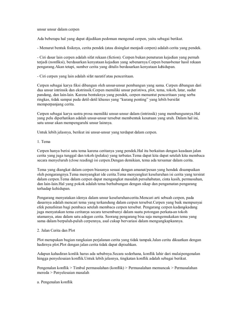 Unsur Unsur Dalam Cerpen