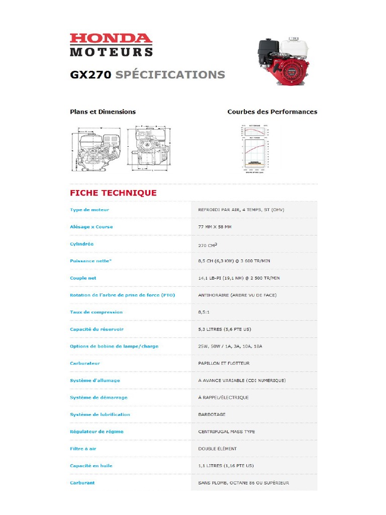 gx270 Specification FR | PDF