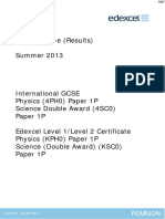 June 2013 MS - Paper 1P Edexcel Physics IGCSE