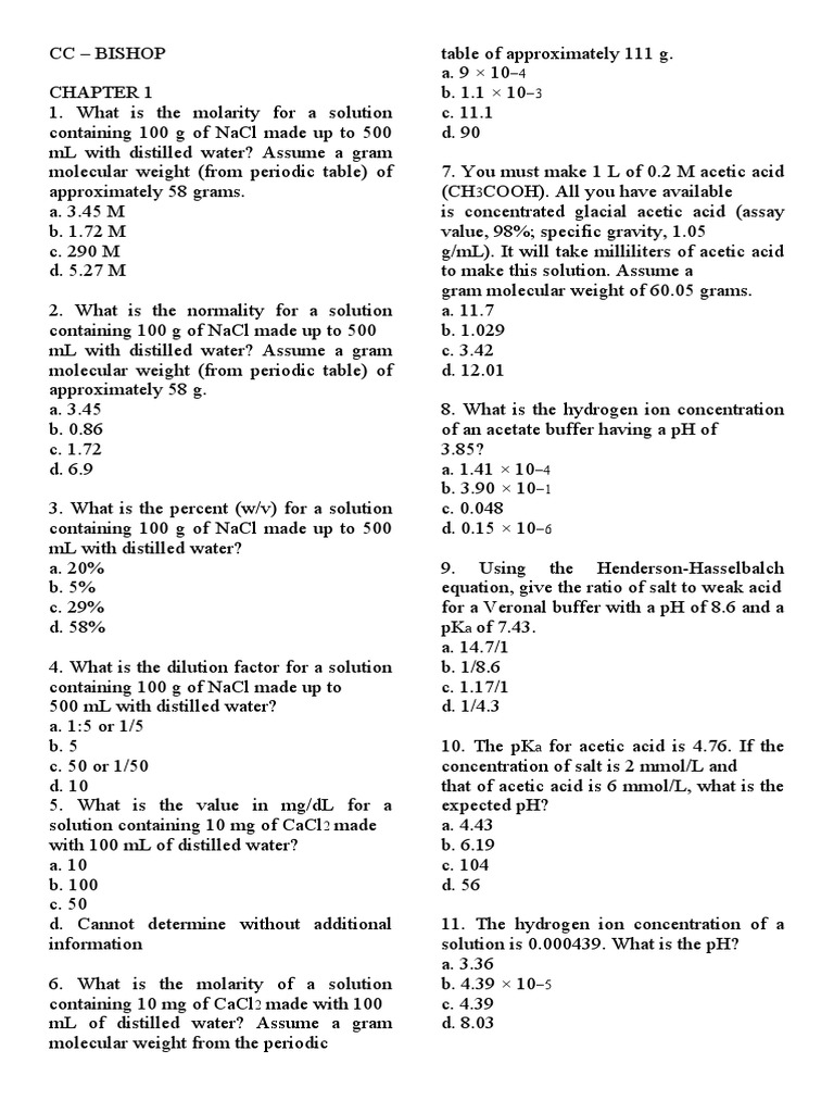 Chemistry Solution Calculations and Standards | PDF | Chromatography ...