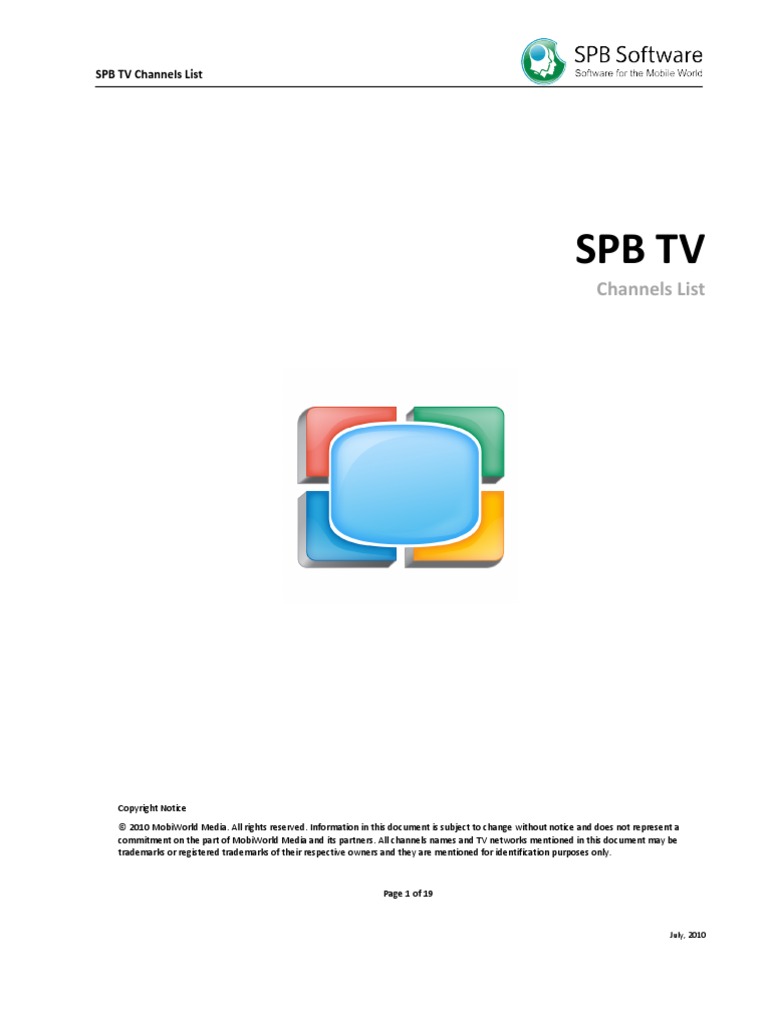 SPB TV Channels - List | PDF | News | Television