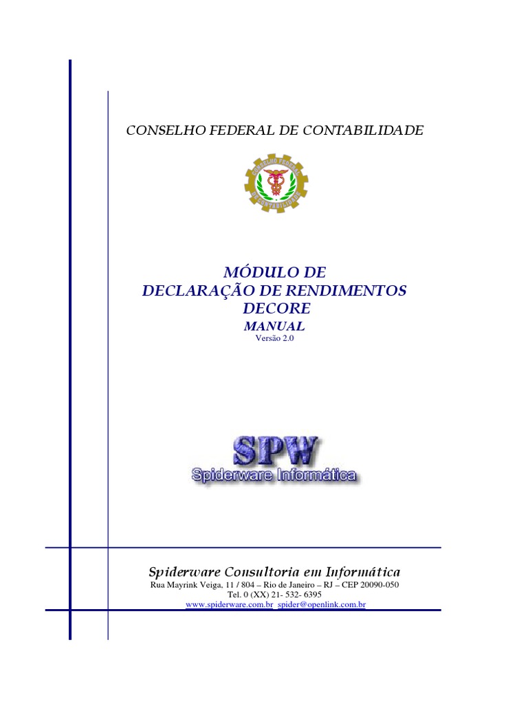 Manual do Sistema DECORE 2.0 | PDF | Contabilidade | Impressão