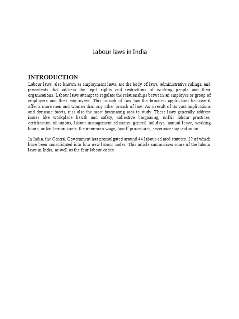 Labour law synopsis pdf labour law employment