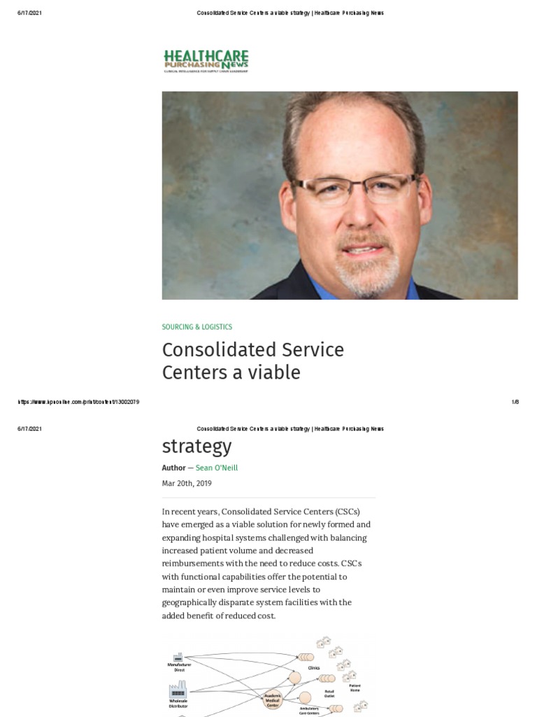 Consolidated Service Centers A Viable Strategy Healthcare Purchasing