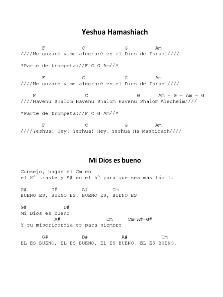 Yeshua Hamashiach Chords : Yeshua Hamashiach paroles accords – TJKMNJ