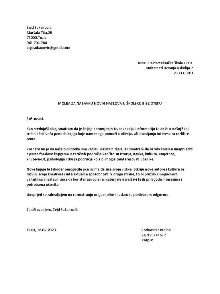 Molba Zejd | PDF
