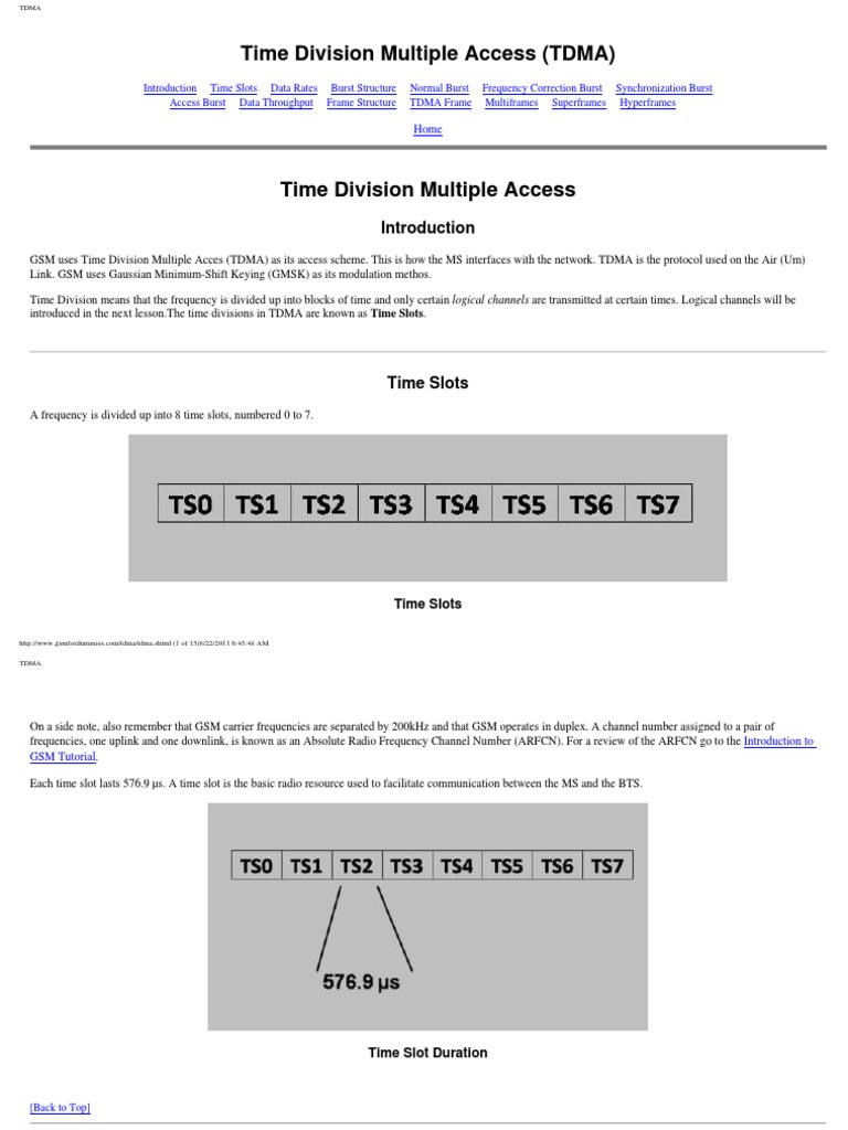 Tdma GSM | PDF | Channel Access Method | Gsm