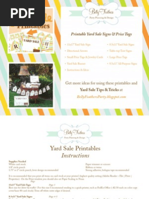 Printable Yard Sale Signs Price Tags