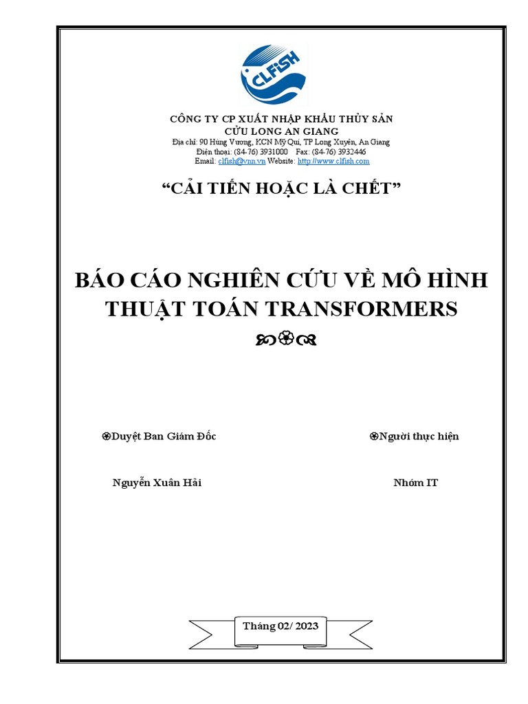 BÁO CÁO NGHIÊN CỨU VỀ MÔ HÌNH THUẬT TOÁN TRANSFORMERS | PDF