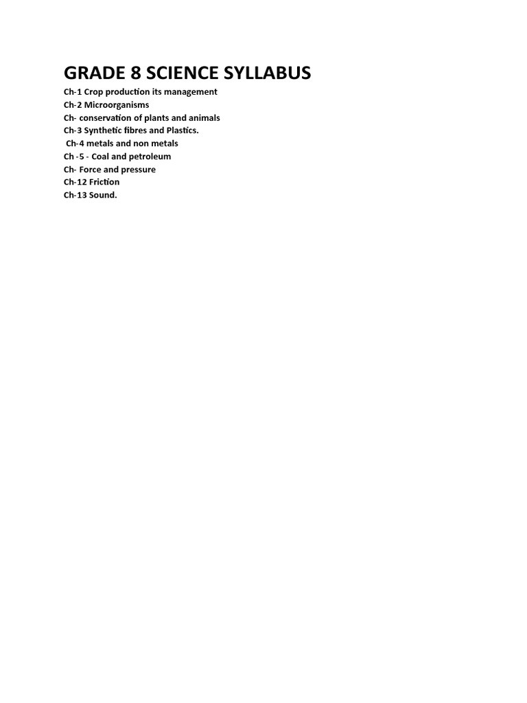 Grade 8 Science Syllabus Overview | PDF | Science & Mathematics ...