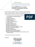 Informe de Mantenimiento Equipos de Lavanderia Fredy