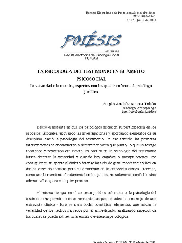 PSICOLOGÍA DEL TESTIMONIO Testimonio Discapacidad