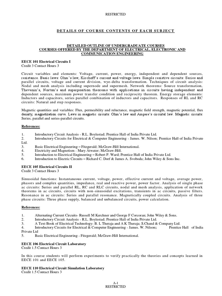 Syllabus of EECE | PDF | Bipolar Junction Transistor | Amplifier