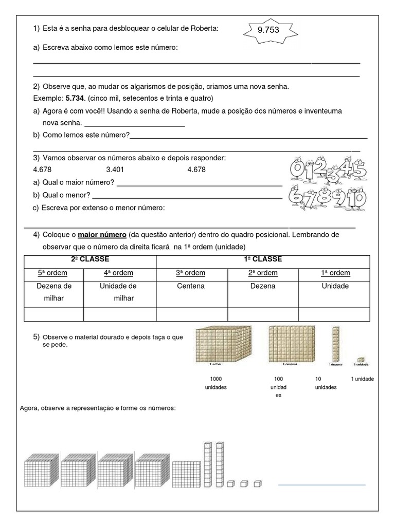 EF04MA01X - Atividade de Numerais | PDF
