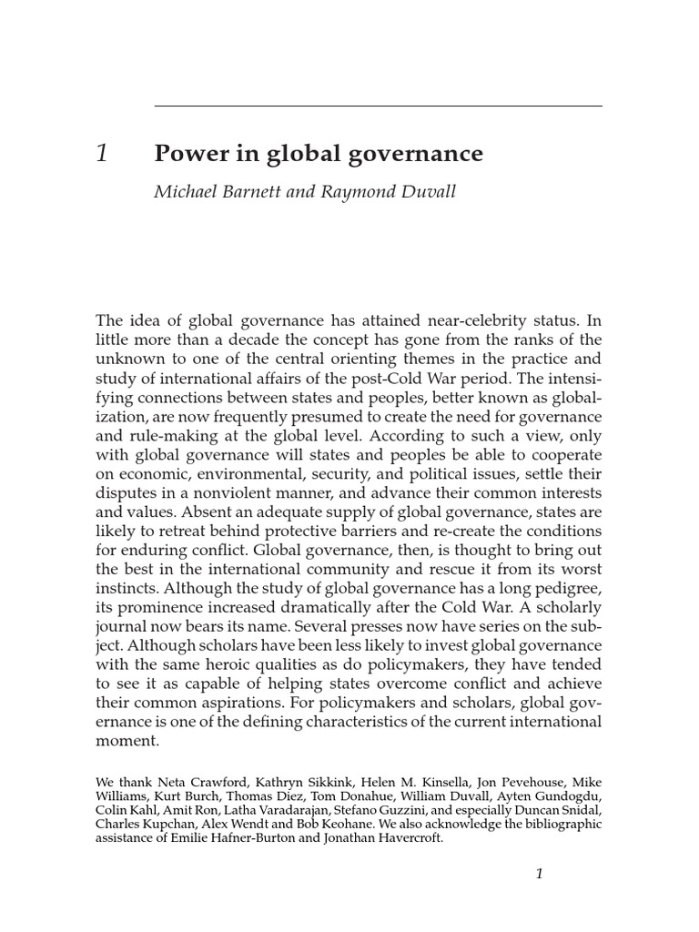 Power Dynamics in Global Governance | PDF | Power (Social And Political ...