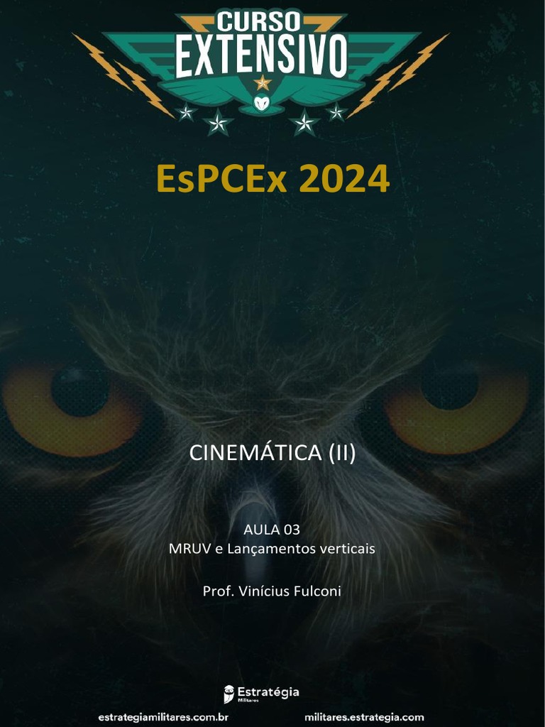 Aula 03 Frente 1 EsPCEx 2024 PDF Velocidade Trajetória