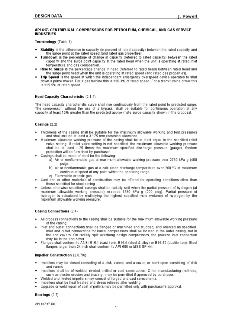 Api 617 | PDF | Gas Compressor | Bearing (Mechanical)