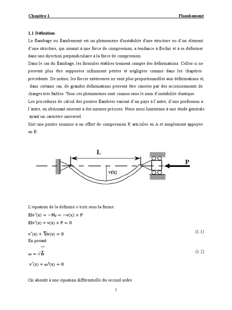 Chapitre 1 Flambement | PDF | Flambage | Science des matériaux
