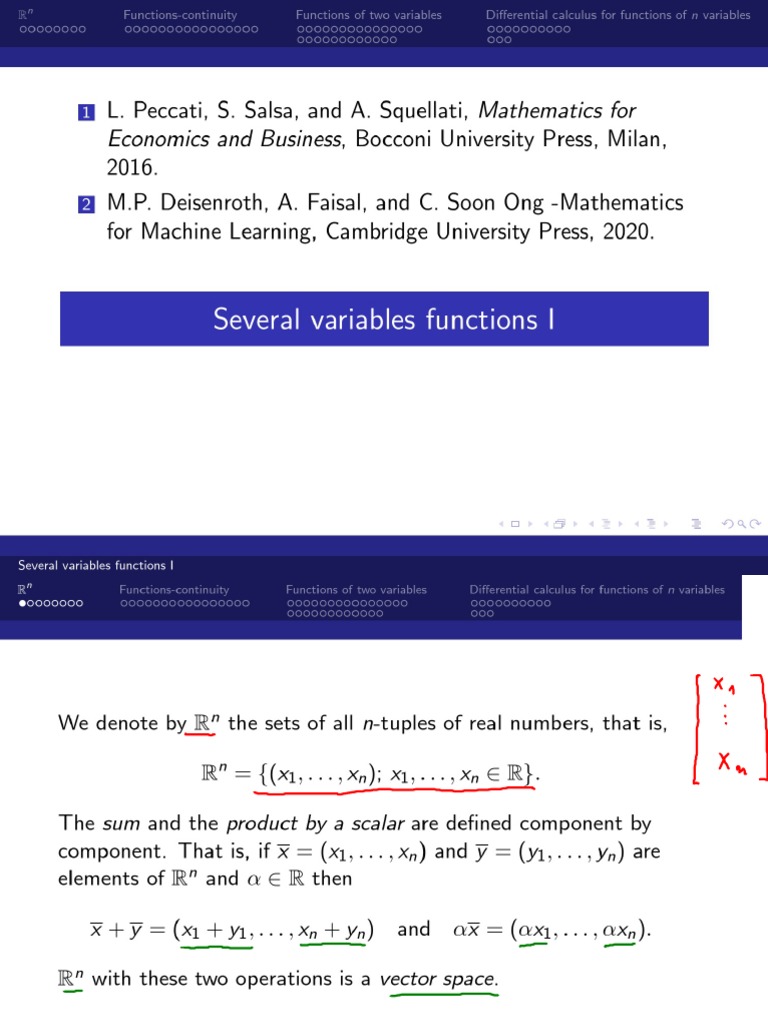Several Variables Functions I - Annotated | PDF