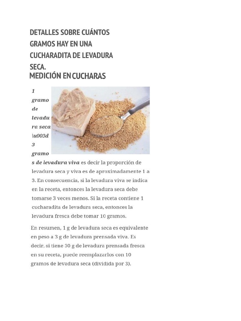 Equivalencia Entre Levadura Fresca y Seca PDF