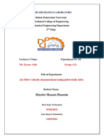 Air Flow Velocity Measurement Using Pitot-Static Tube (Fluid Exp 4)