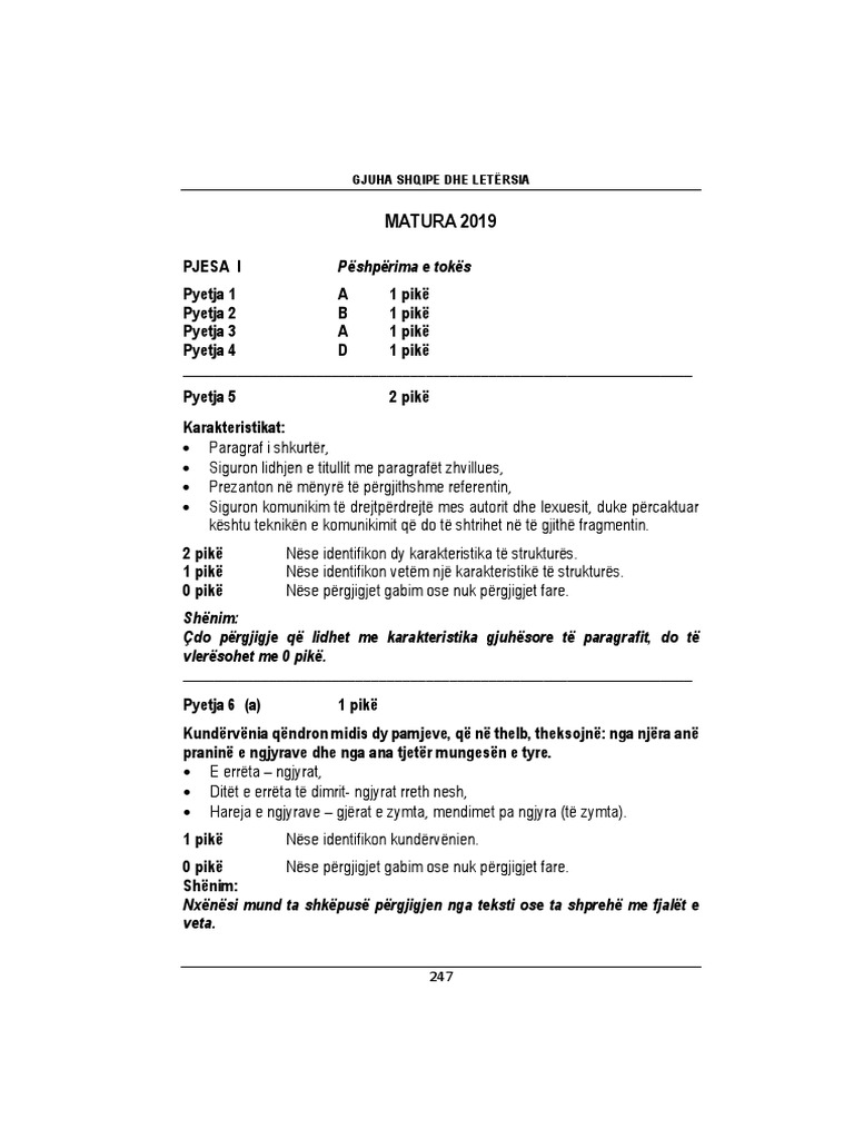 QSHA Skema Gjimnazi 2019 | PDF