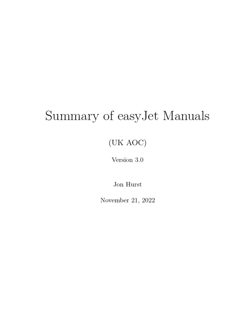 easyJet UK AOC Manual Overview | PDF | Underwater Diving | Flight Attendant