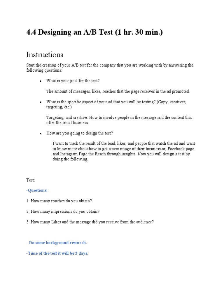 4.4 Designing An A B Test | PDF | Career & Growth | Business