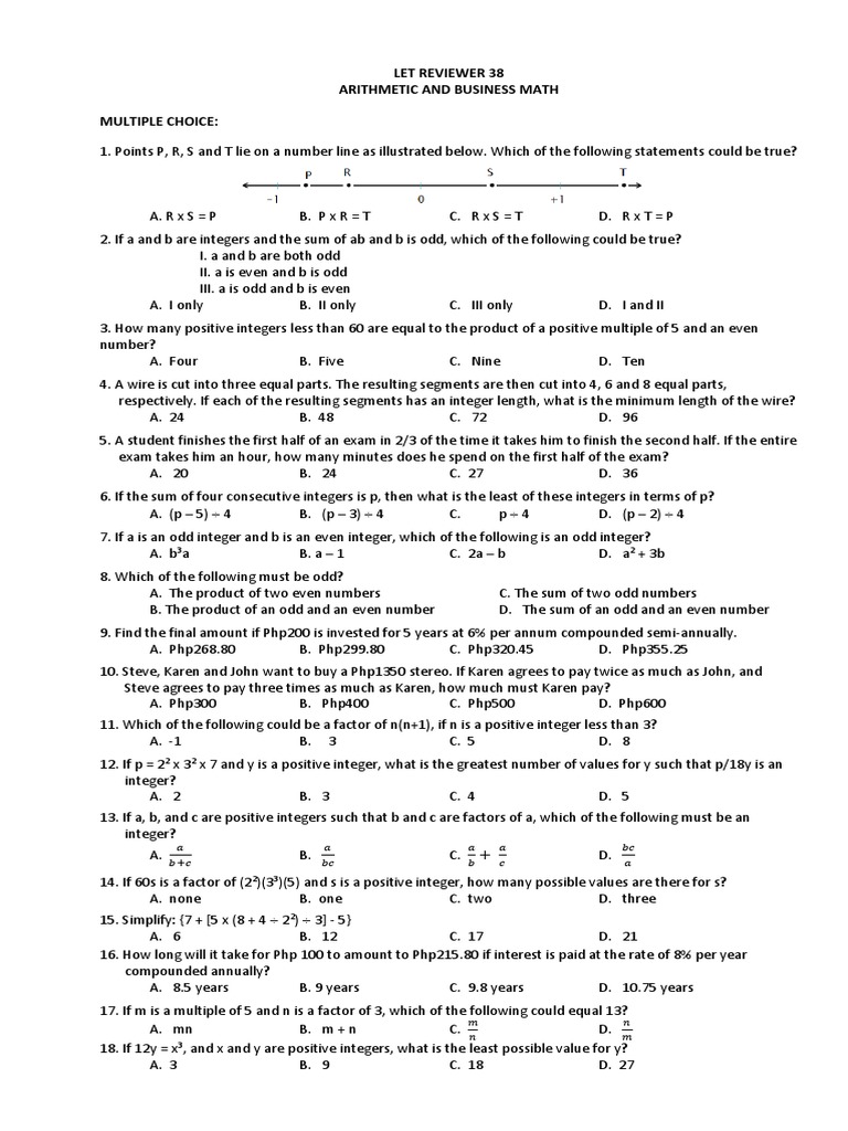 Math let reviewer 38 arithmetic and business math pdf numbers