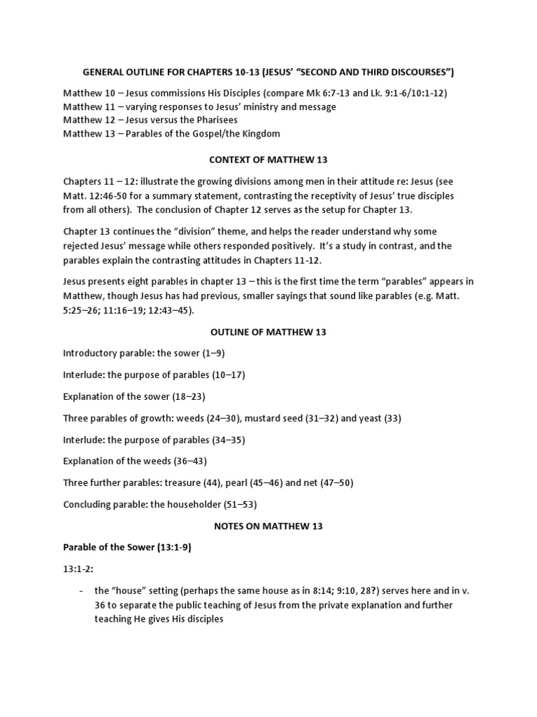 Insights on Matthew 13 Parables | PDF | Jesus | Gospel Of Matthew