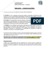 Comunicado - Convocação - Sre Linhares.