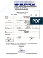 Certificado ALCOHOL ETILICO G.T. PARA GALON Y TAMBOR